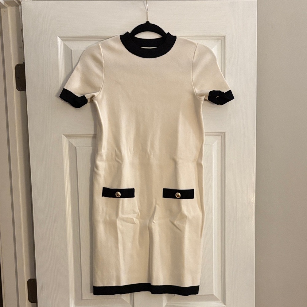 H&M Cream and Black Knit Dress